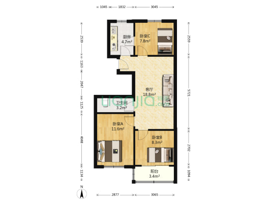 洛阳路35号小区 3室1厅1卫 75平方
