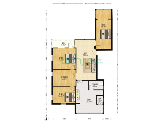 普澜三街 4室1厅2卫 142平方
