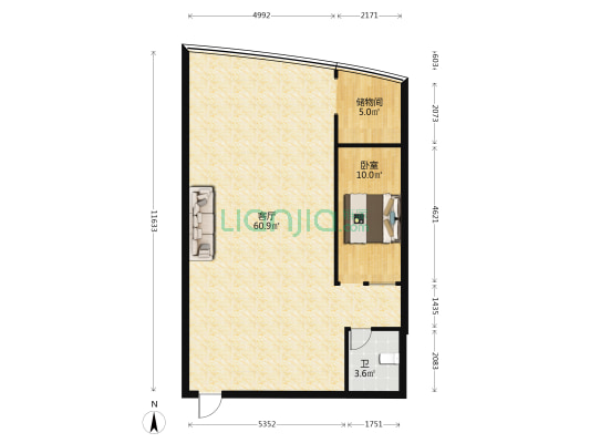 郑州国贸中心 1室1厅1卫 105平方