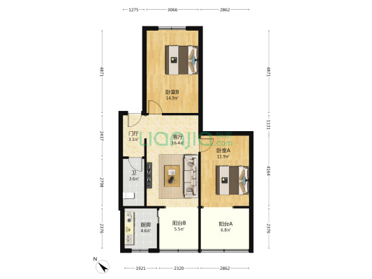 华油路51号 2室1厅1卫 81平方