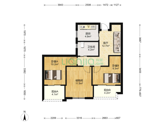 胜稼红星嘉园二区 2室1厅1卫 80平方