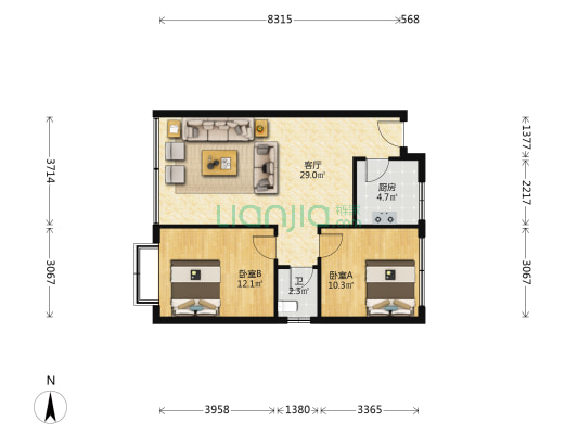 双凤桥支路 2室1厅1卫 73平方