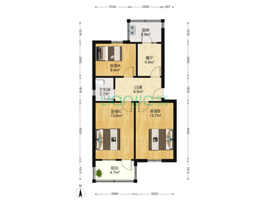 张庄路70 3室1厅1卫 78平方