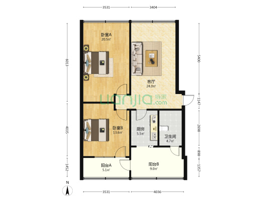 唐安西路125号 2室1厅1卫 85平方