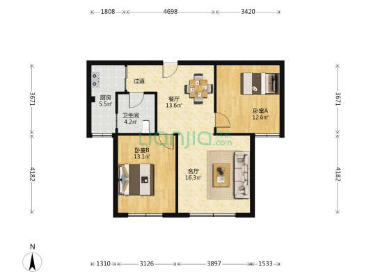 运管所家属院 2室2厅1卫 94平方