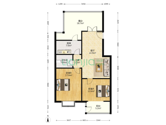 星澜园 2室1厅1卫 91平方