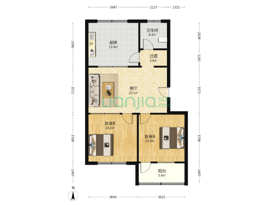 外经委宿舍 2室1厅1卫 92平方