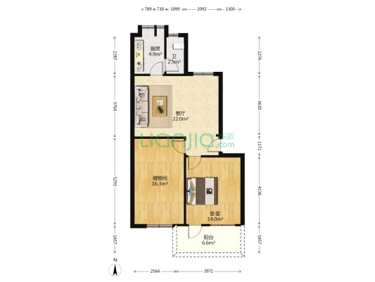 三新公司六号大院 1室1厅1卫 72平方