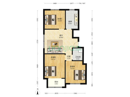 金润华府 3室1厅1卫 97平方