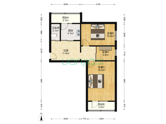 湖东小区农行宿舍 3室0厅1卫 75平方