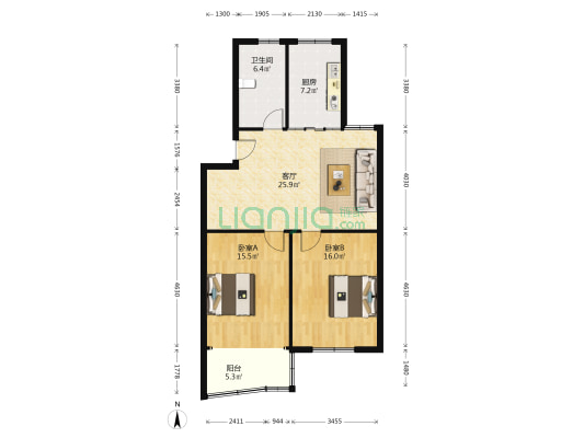 锡州东路 2室1厅1卫 93平方