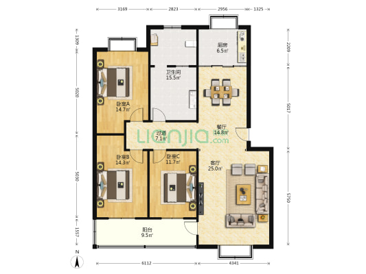 般阳生活区西二区 3室2厅1卫 106平方