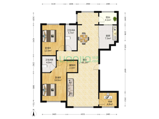 金色江湾(松北区) 3室1厅2卫 133平方
