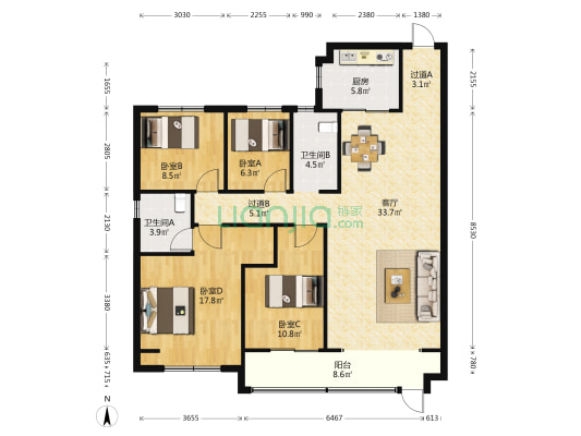 碧桂园凤凰台 4室1厅2卫 147平方