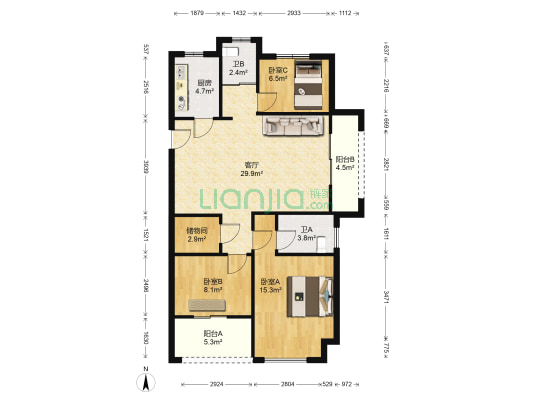 碧桂园未来苑 3室1厅2卫 113平方