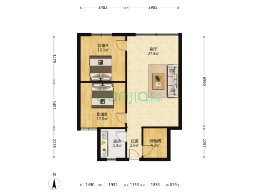 渝成街 2室1厅0卫 78平方