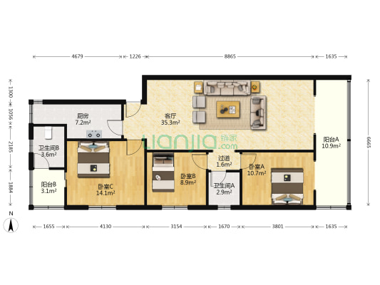 三洞桥路8号 3室1厅2卫 117平方