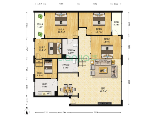 友谊苑(温江) 5室1厅2卫 181平方