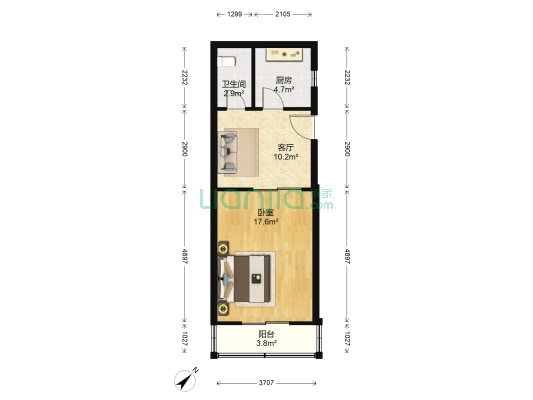 日盈里 1室1厅1卫 49平方