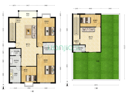 兴顺苑 4室2厅4卫 170平方
