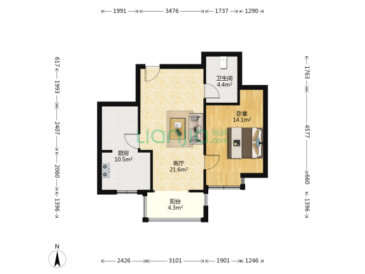 美寓天城 1室1厅1卫 74平方