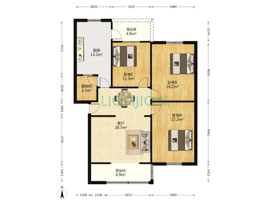 柳春路4号 3室1厅0卫 113平方