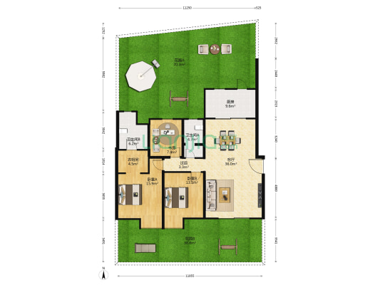 黄冈碧桂园 3室1厅2卫 143平方