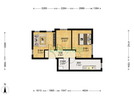 惠众家园 2室0厅1卫 69平方
