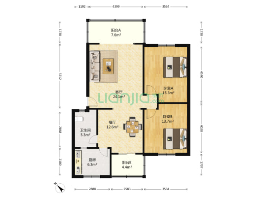 正通顺街81号 2室2厅1卫 90平方