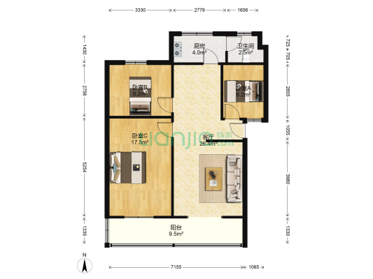 岳阳楼区东矛岭办事处学坡社区 3室1厅1卫 84平方