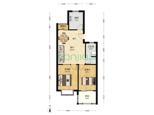 吉祥如意城 2室1厅1卫 73平方