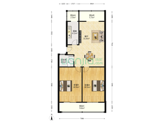 昌达商住楼 2室1厅1卫 115平方