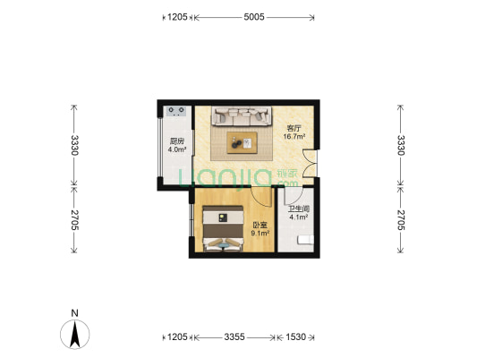 紫玉兰庭 1室1厅1卫 51平方