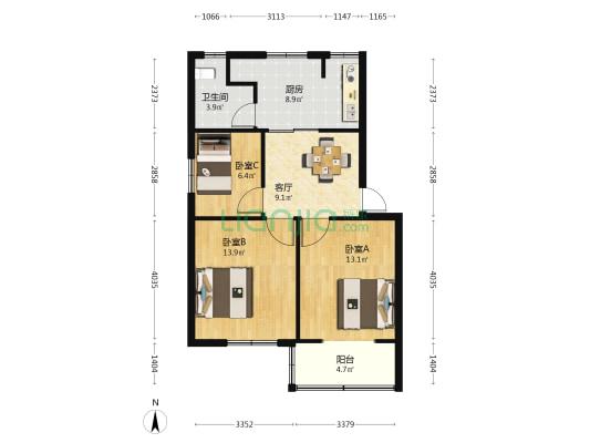 后史新村 3室1厅1卫 73平方