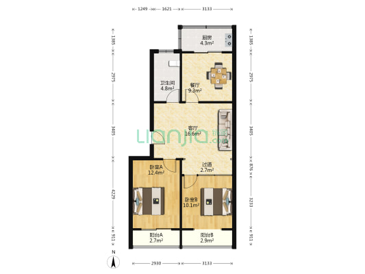 海魂综合楼 2室2厅1卫 83平方