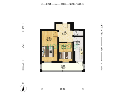 同仁胡同 2室0厅1卫 47平方