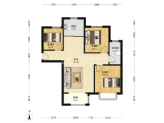 南北通透三居室 精装修 带车位-涿州香邑溪谷户型图