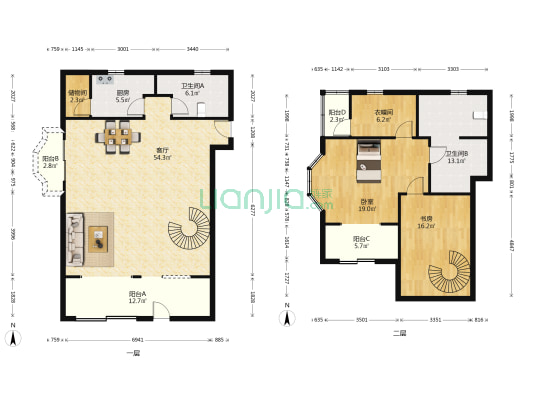 爱博大厦 2室1厅2卫 180平方
