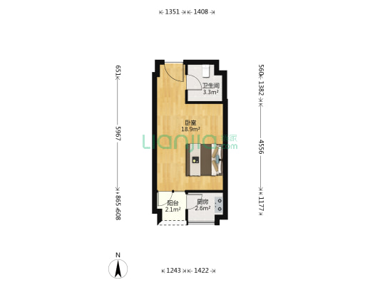 北部湾 1室0厅1卫 37平方