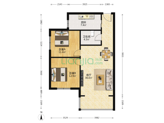 酒钢雁儿湾小区 2室1厅1卫 97平方