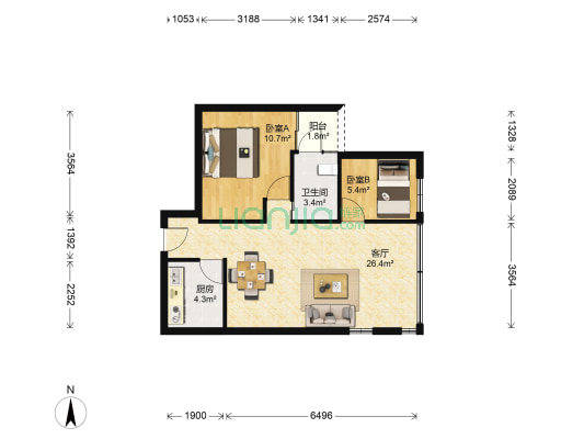 城启晴轩 2室1厅1卫 67平方
