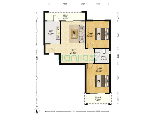 骏府南苑 2室1厅1卫 92平方