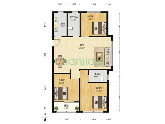 公元·景玺公馆 3室1厅2卫 128平方