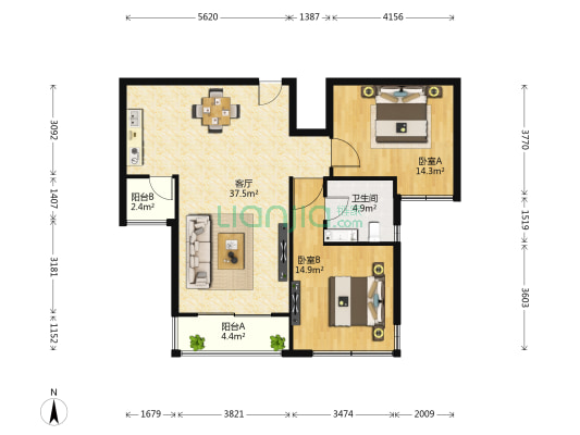 中海御湖熙岸西区 2室1厅1卫 97平方