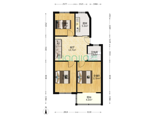朱家岗小区 3室1厅1卫 71平方