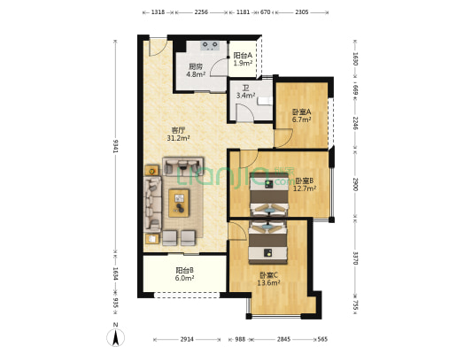金源悦峯 3室1厅1卫 94平方