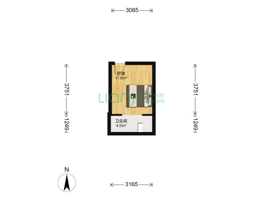 过街楼街36号 1室0厅1卫 25平方