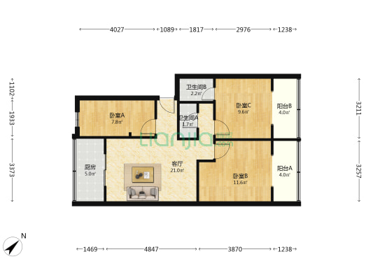 来凤路436号 3室1厅2卫 82平方