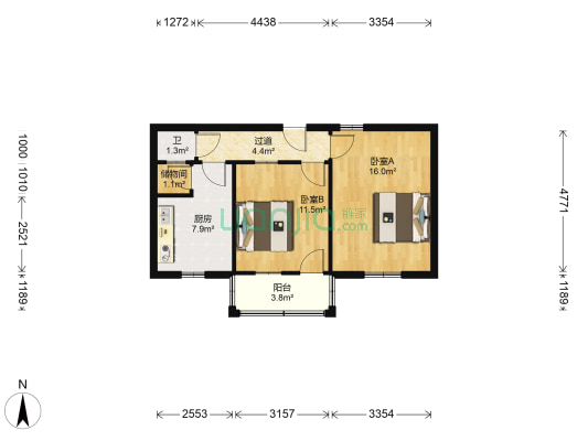 中医学院宿舍（三里庵） 2室0厅1卫 57平方