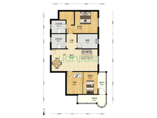 玉田大楼 3室1厅2卫 123平方